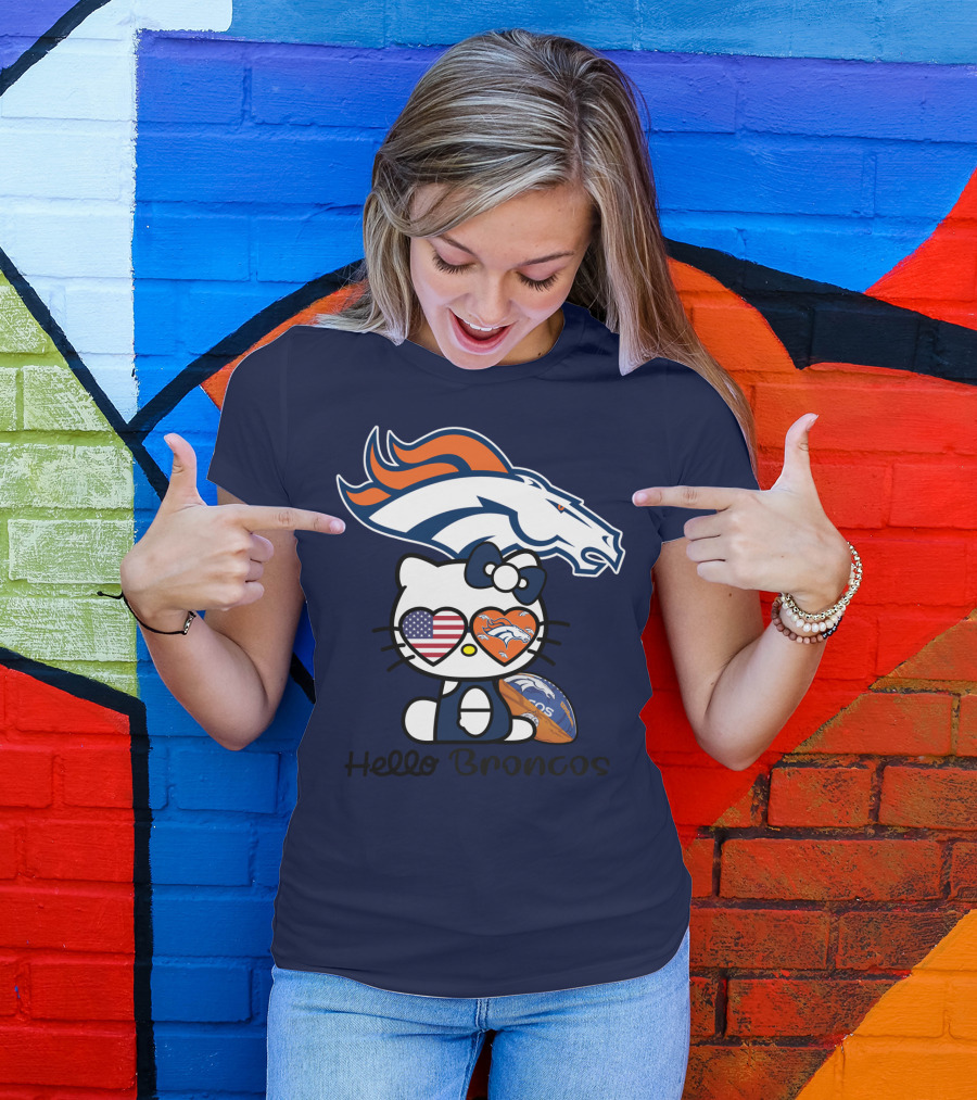 Hello Broncos Denver Broncos Football Hello Kitty T-Shirt