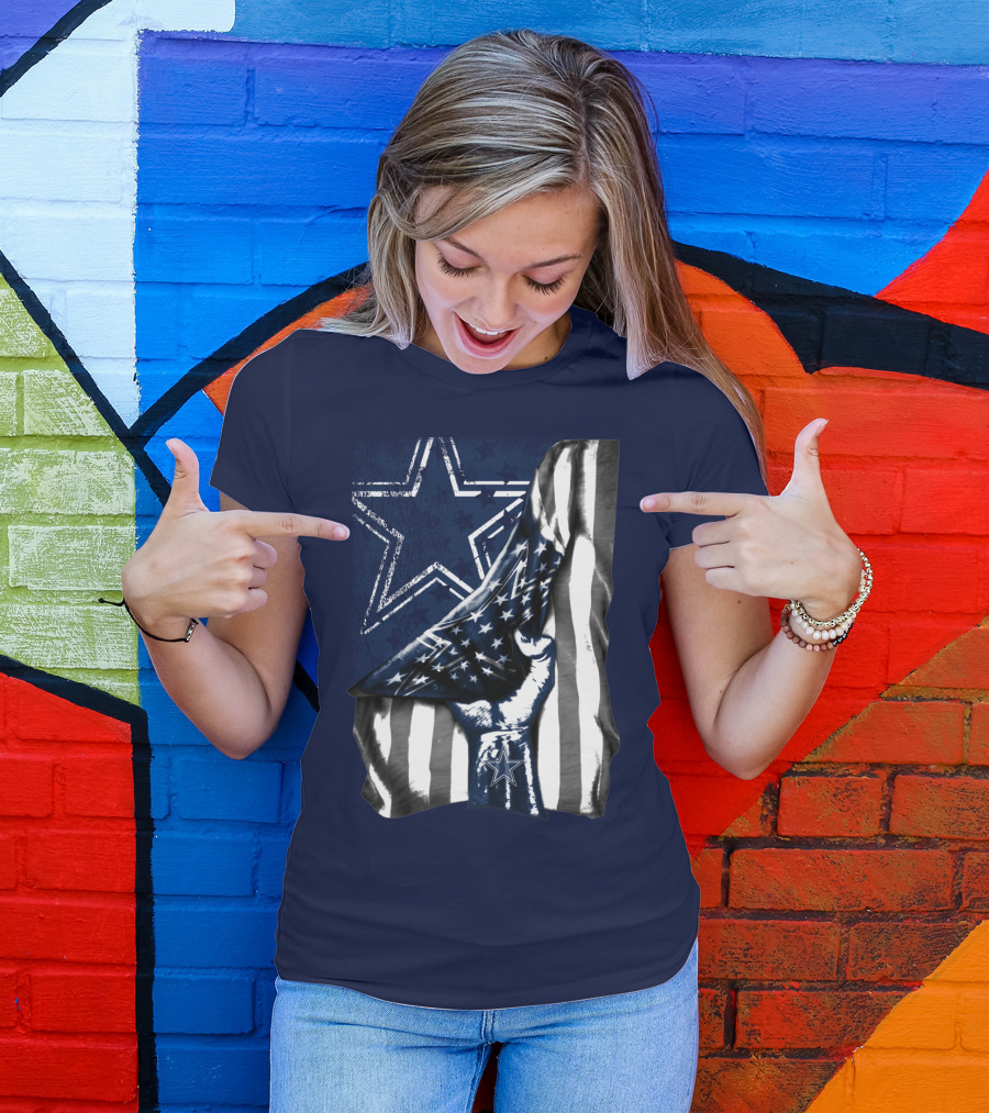 Dallas Cowboys Star Fist With American Flag T-Shirt
