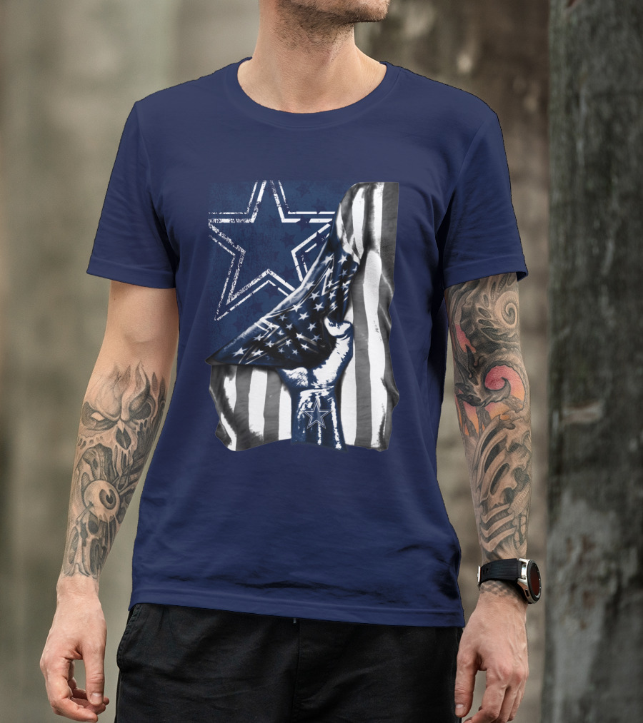 Dallas Cowboys Star Fist With American Flag T-Shirt