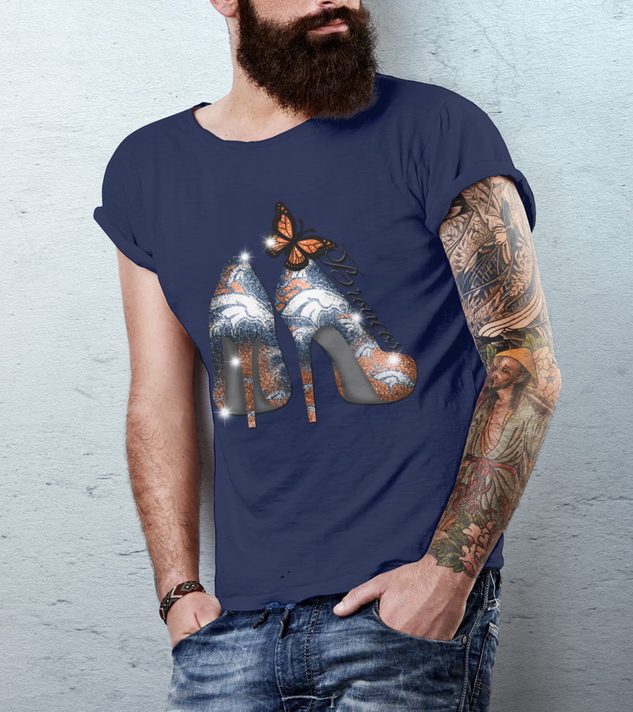Denver Broncos Heels Butterfly T-Shirt