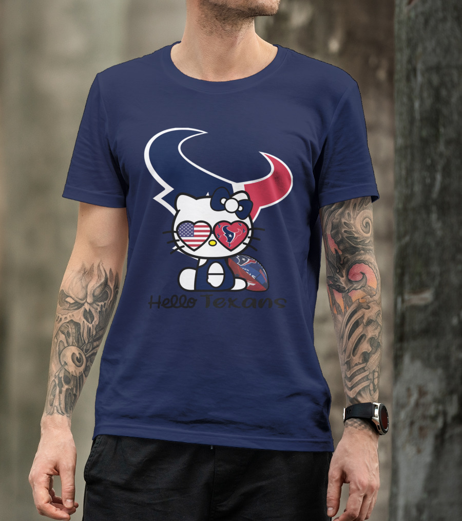 Hello Texans Houston Texans American Flag Football T-Shirt