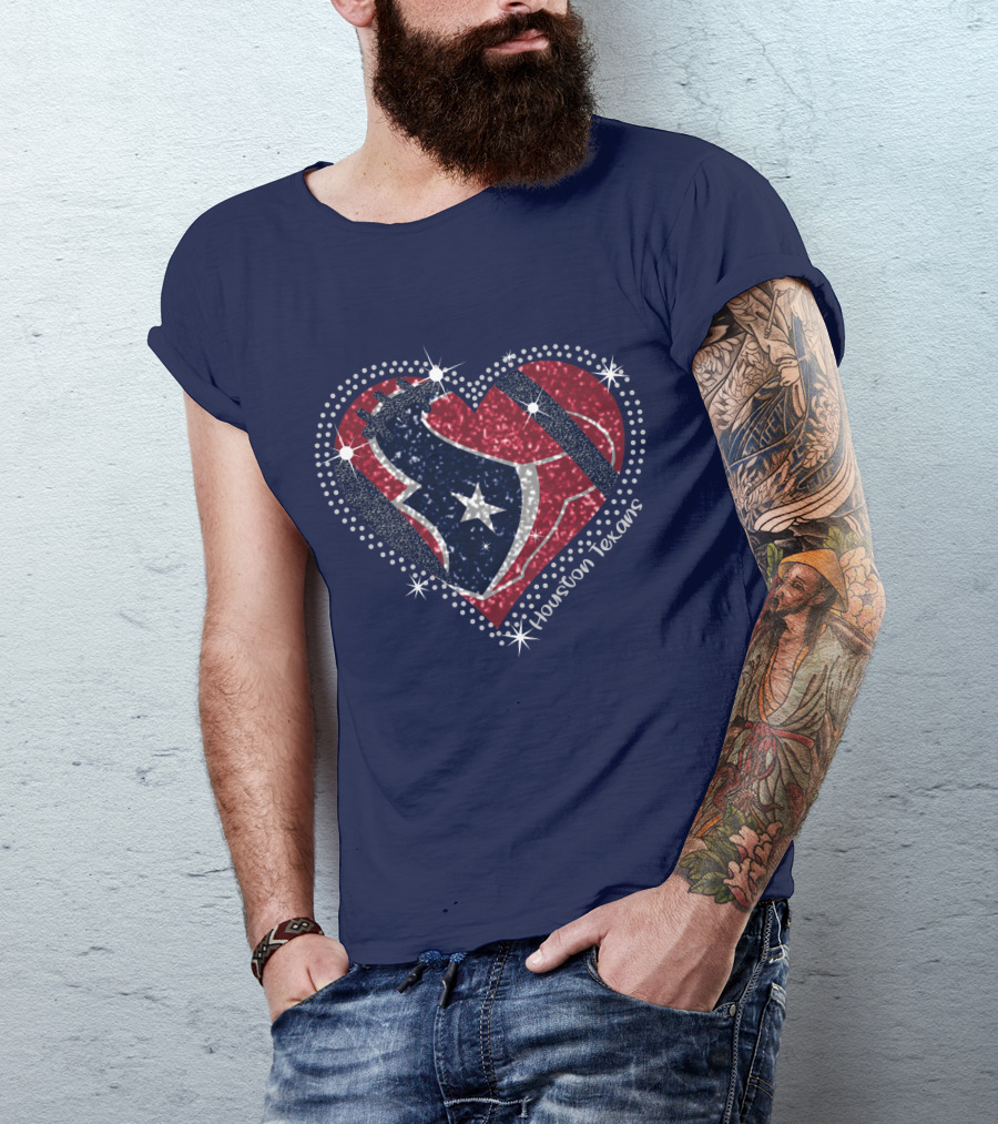 Houston Texans Heart Logo Sparkle T-Shirt