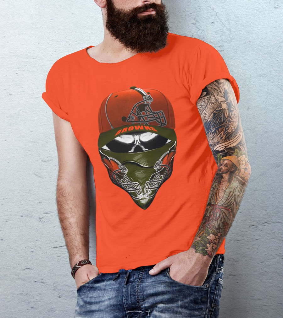 Cleveland Browns Helmet Cap And Bandana Combo T-Shirt