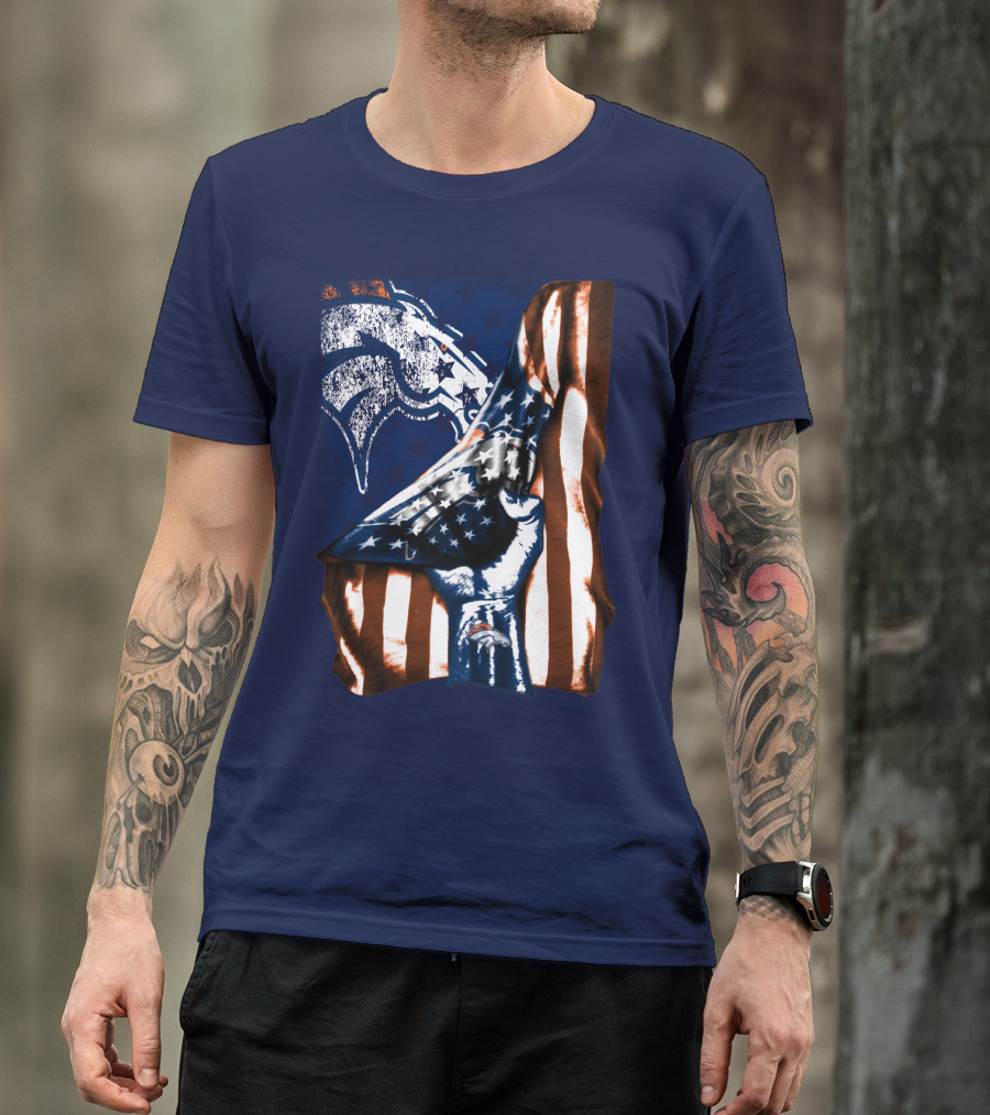 Denver Broncos American Flag Fist T-Shirt