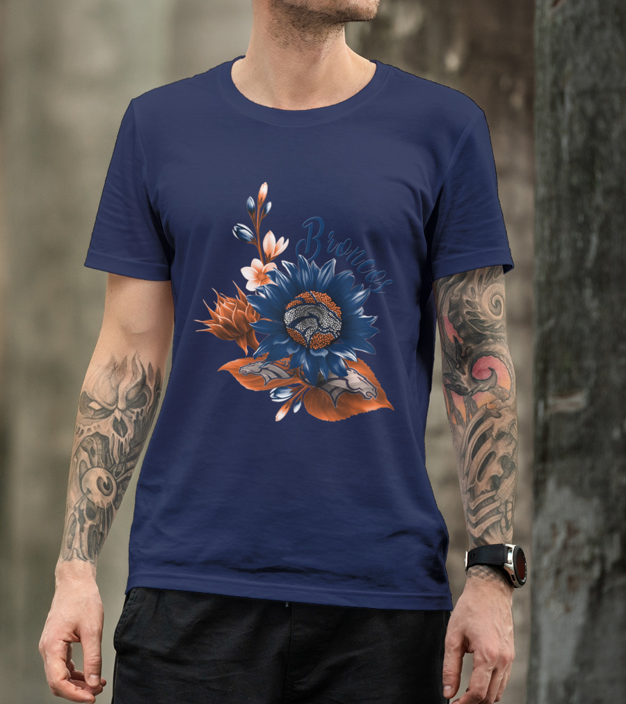 Broncos Floral Design With Team Logo Elements T-Shirt