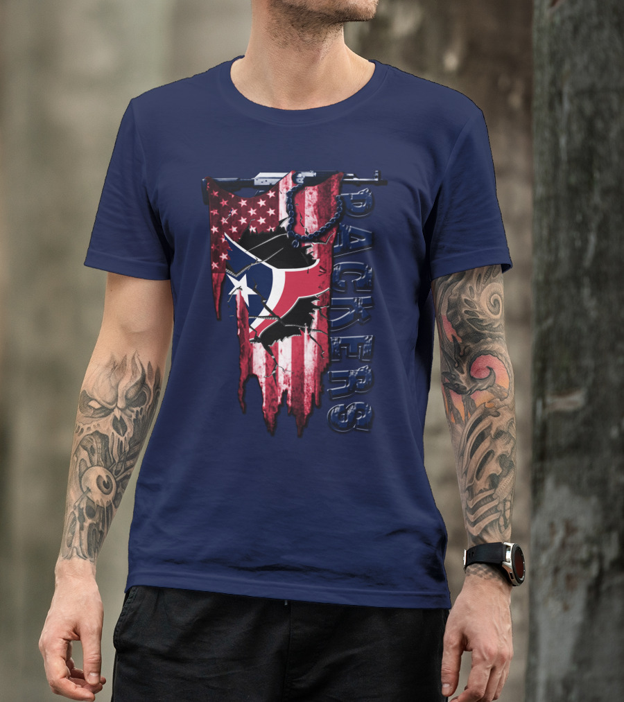 Houston Texans Packers American Flag T-Shirt