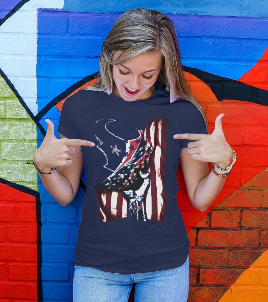 Houston Texans American Flag Fist T-Shirt
