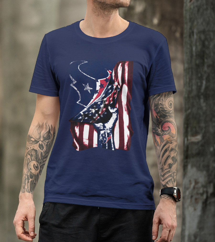 Houston Texans American Flag Fist T-Shirt