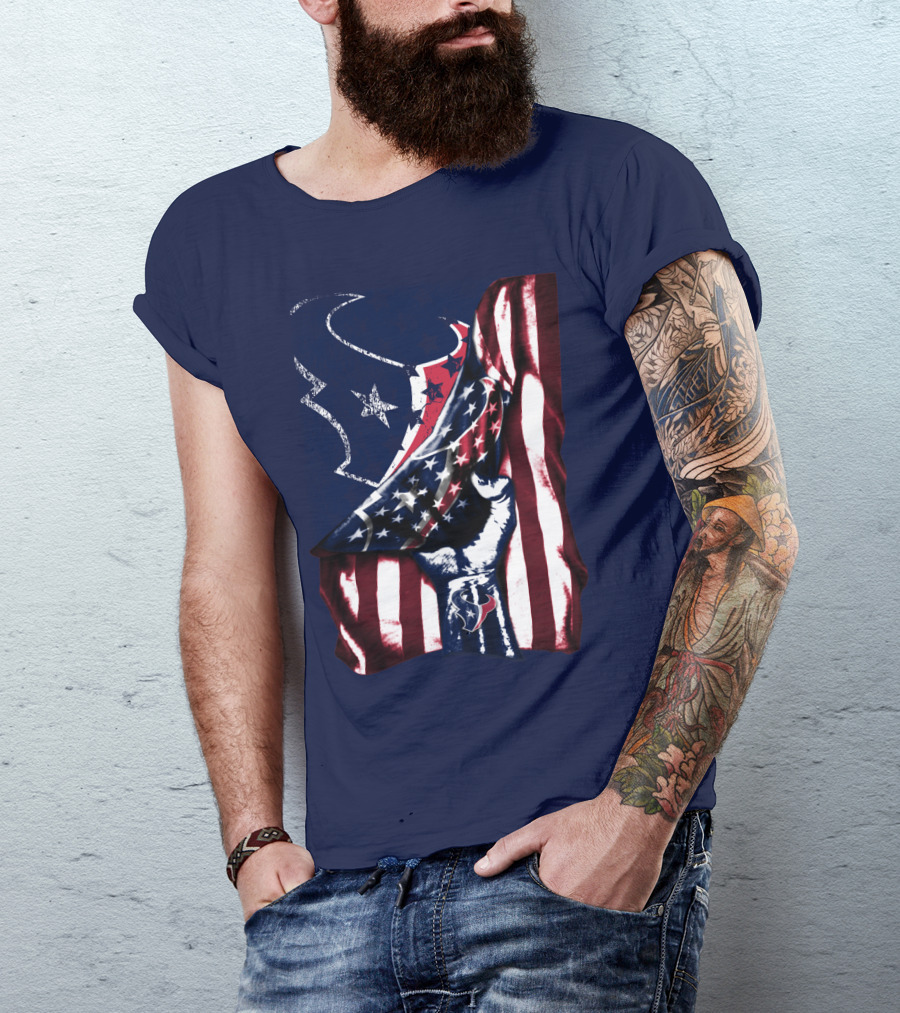 Houston Texans American Flag Fist T-Shirt
