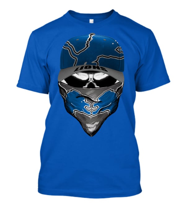 Detroit Lions Skull Bandana And Cap With Team T-Shirt