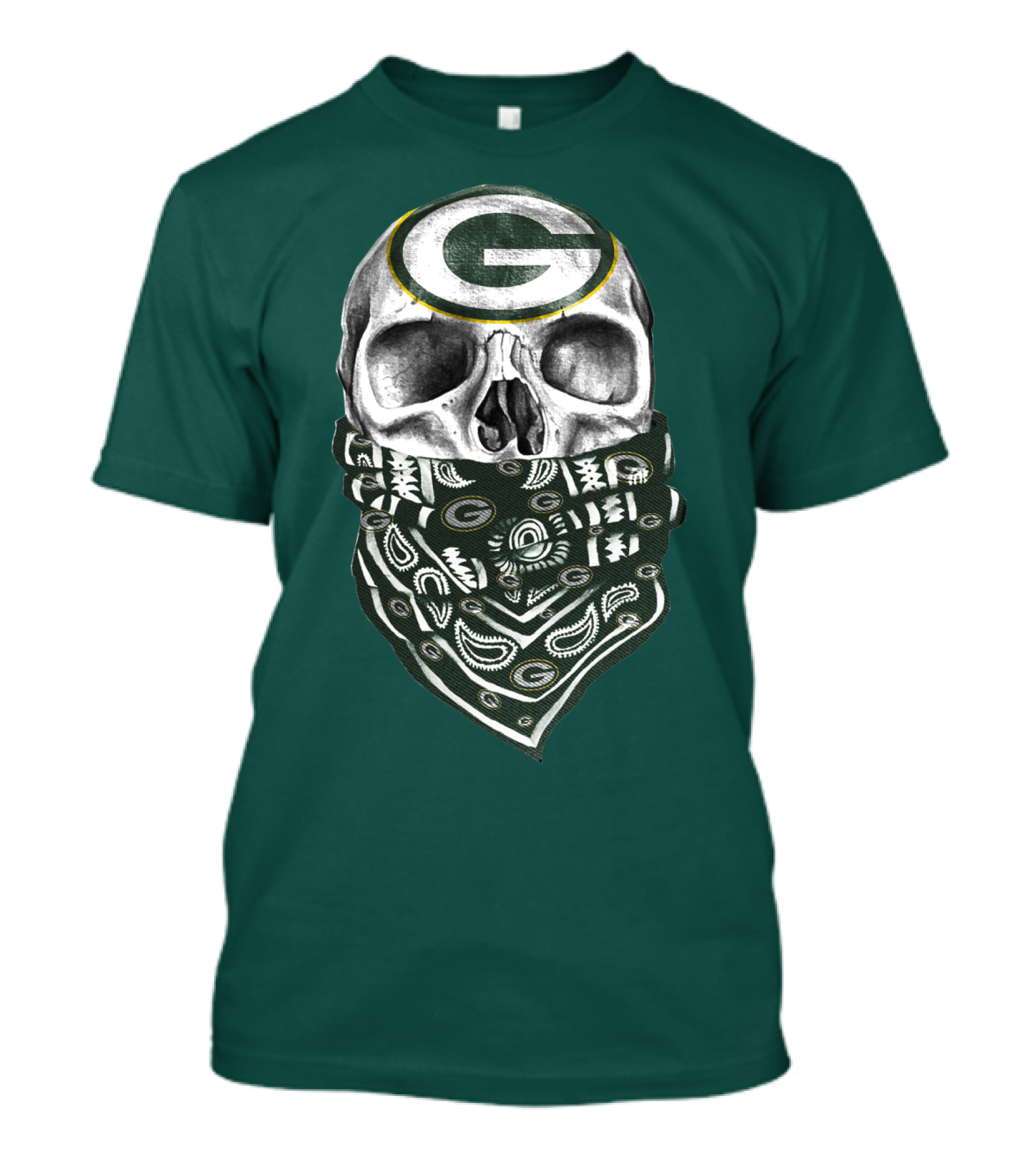 Green Bay Packers Skull Bandana Style T-Shirt