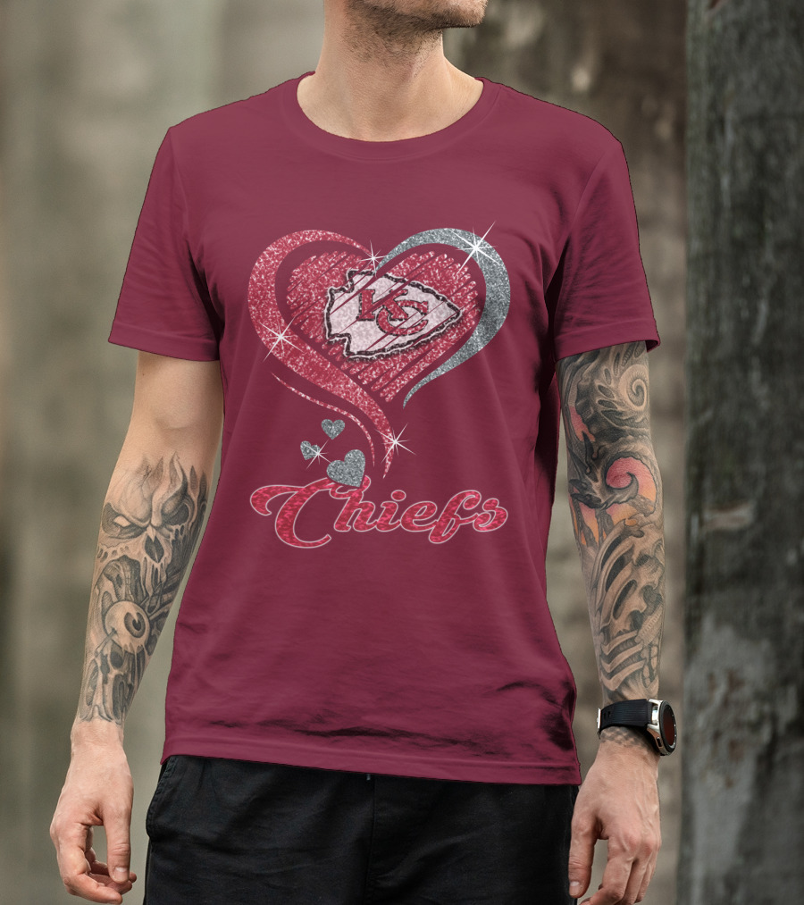 Kansas City Chiefs Heart Logo Sparkle Chiefs T-Shirt