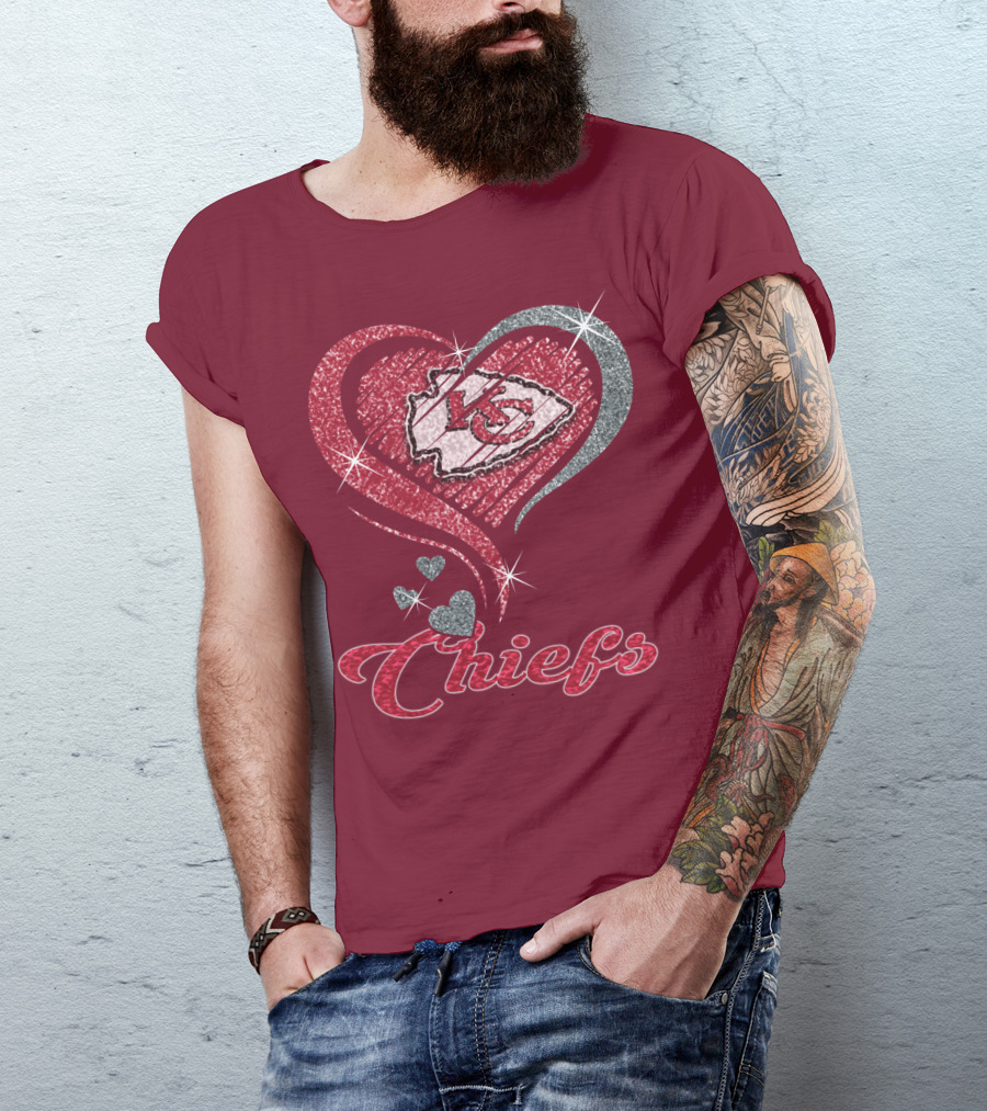 Kansas City Chiefs Heart Logo Sparkle Chiefs T-Shirt