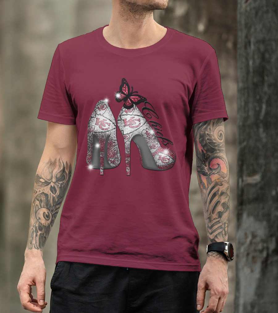 Kansas City Chiefs High Heels With Butterfly T-Shirt