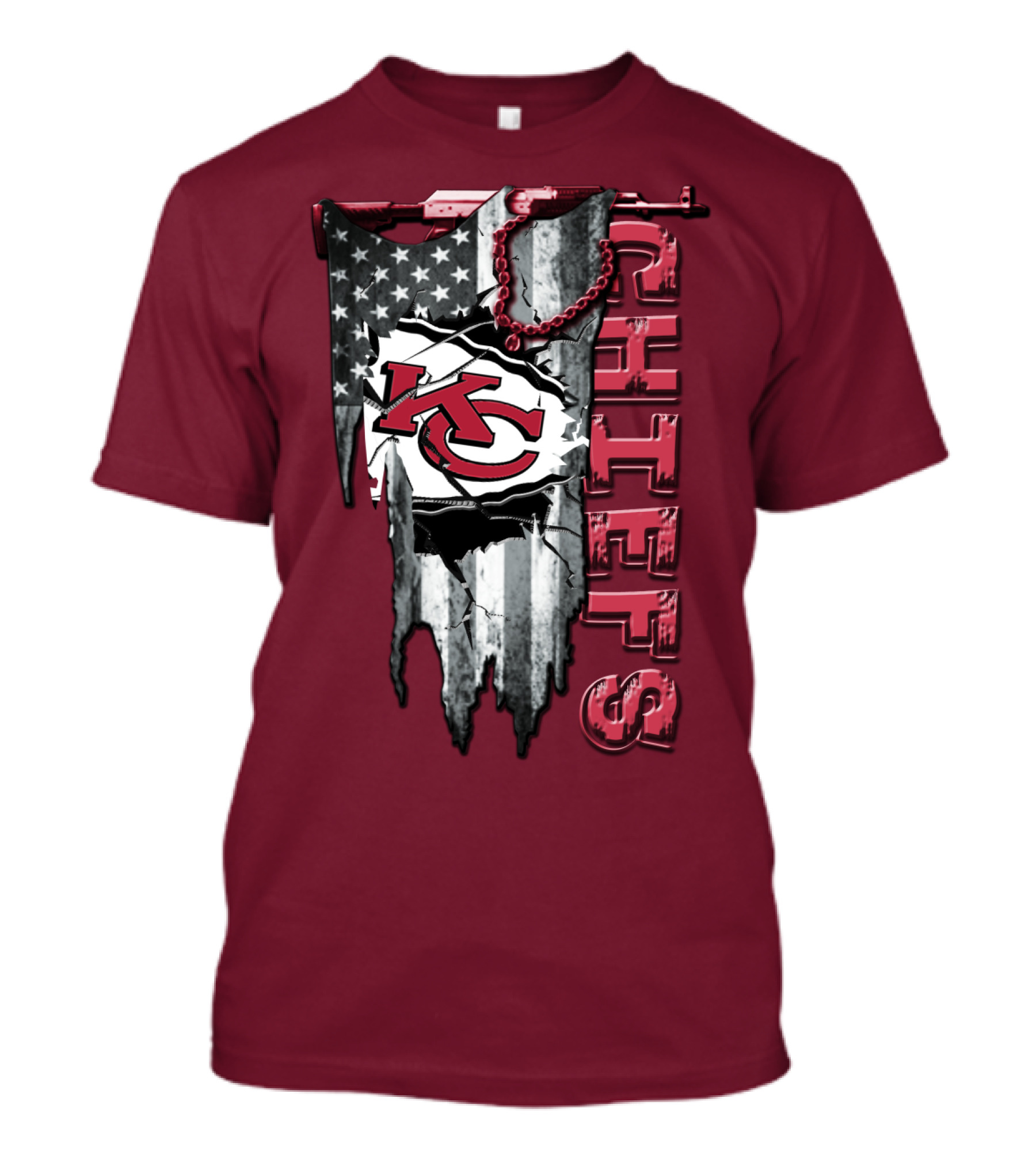 Chiefs Kc American Flag Torn T-Shirt