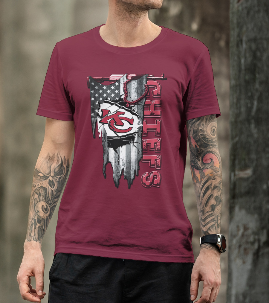 Chiefs Kc American Flag Torn T-Shirt