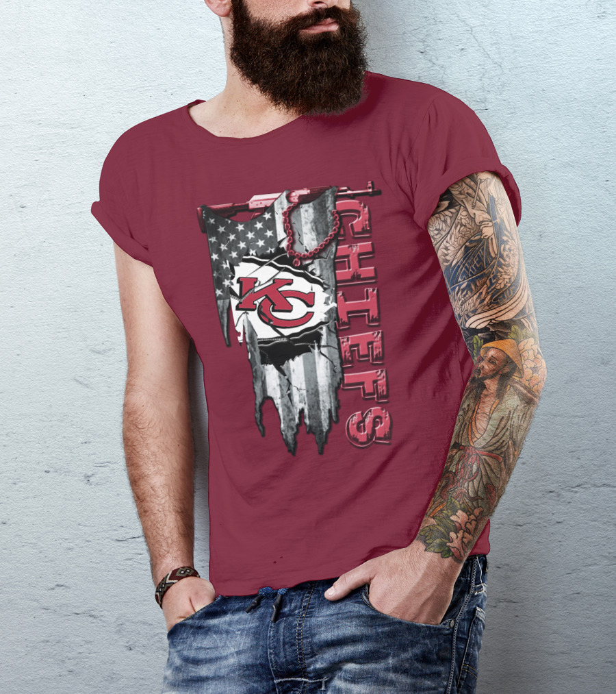 Chiefs Kc American Flag Torn T-Shirt