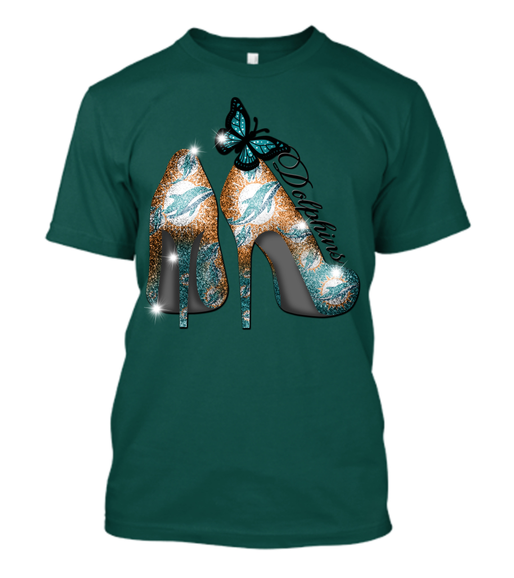 Miami Dolphins Heels With Butterfly T-Shirt
