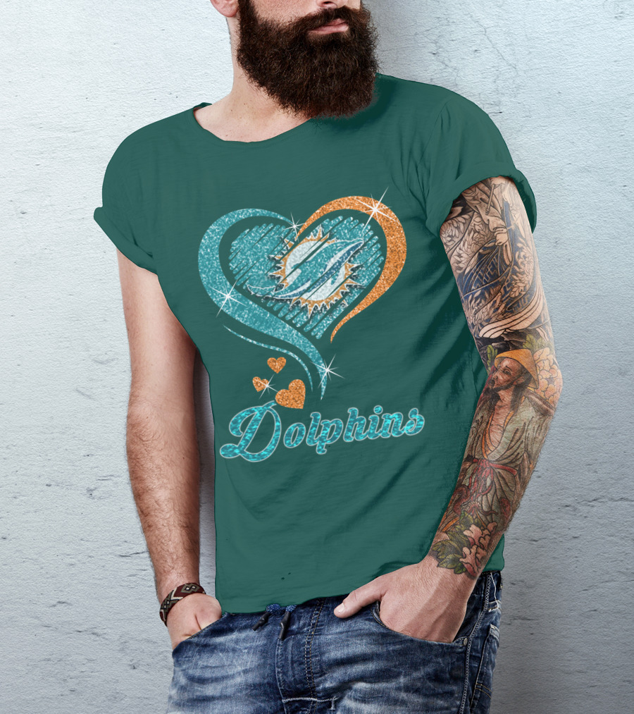 Miami Dolphins Sparkling Heart T-Shirt