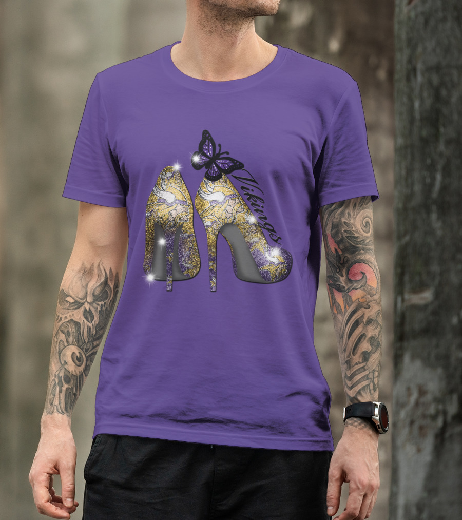 Minnesota Vikings High Heels Butterfly Sparkle T-Shirt