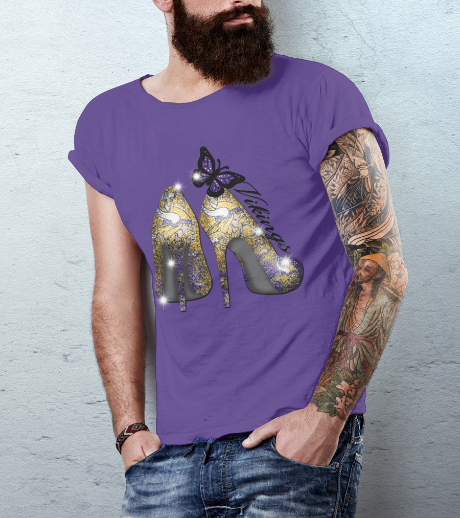 Minnesota Vikings High Heels Butterfly Sparkle T-Shirt