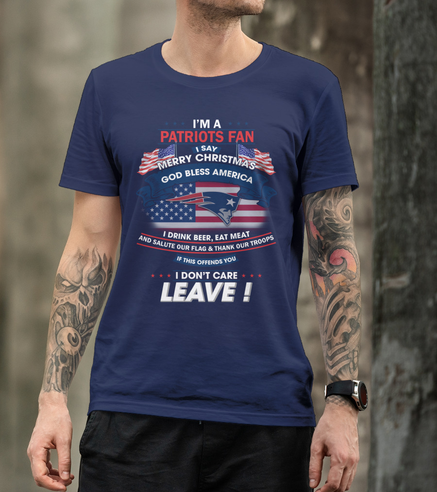 I'm A Patriots Fan Merry Christmas God Bless America T-Shirt