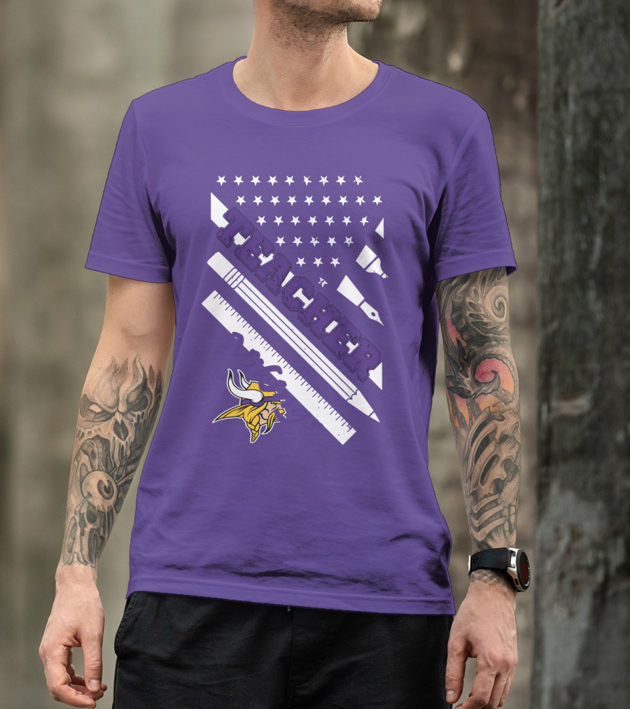Minnesota Vikings Teacher Ruler Stars T-Shirt