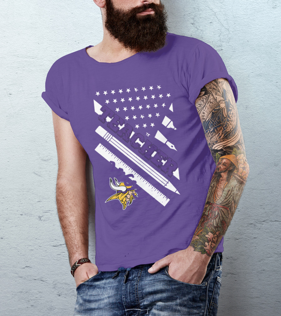 Minnesota Vikings Teacher Ruler Stars T-Shirt