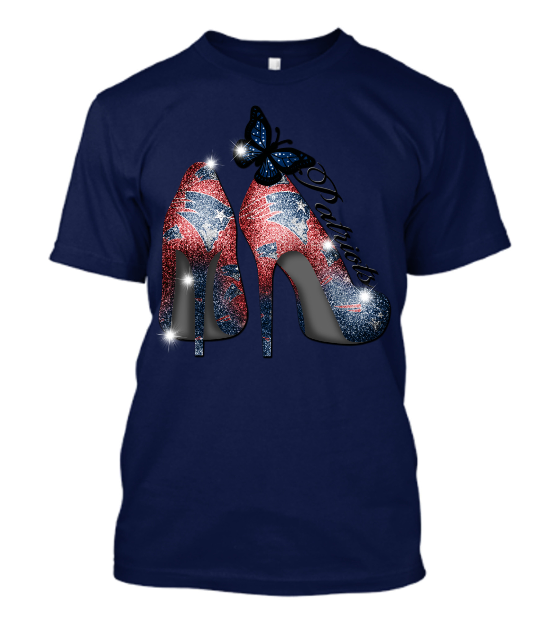 Patriots High Heels Design With Butterfly T-Shirt