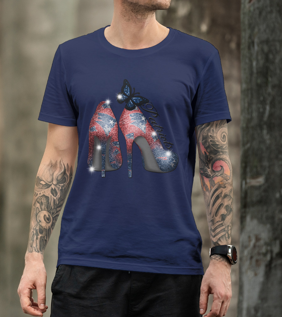 Patriots High Heels Design With Butterfly T-Shirt