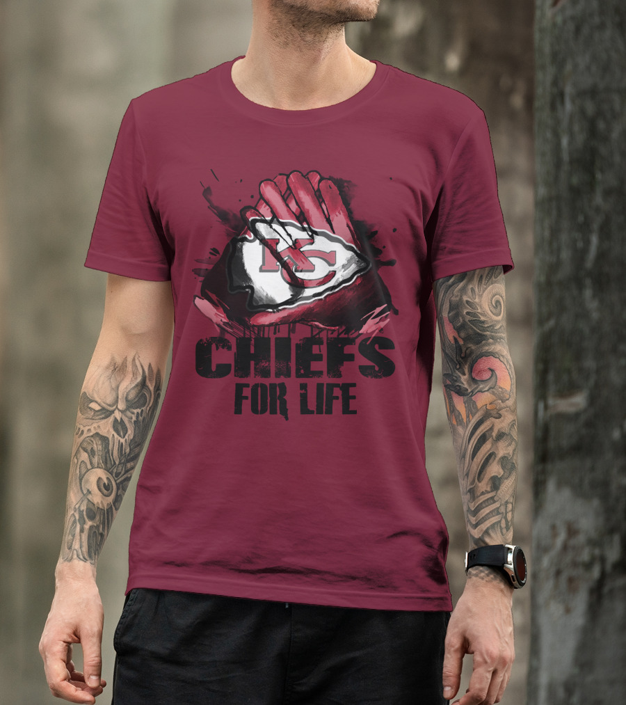 Kansas City Chiefs For Life Kc Logo Football Glove T-Shirt