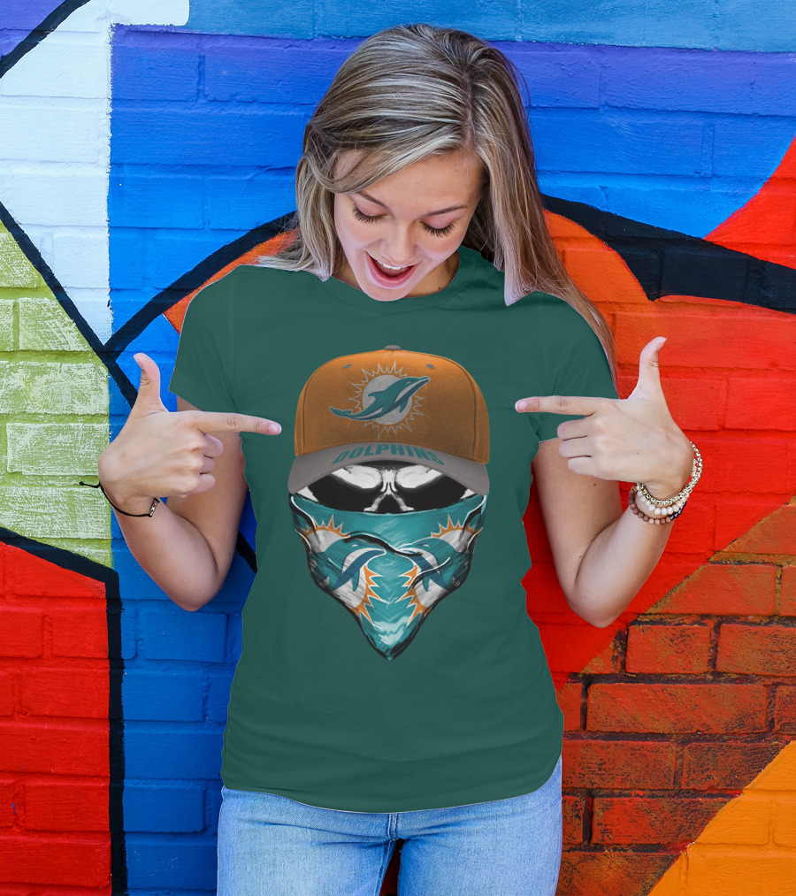Dolphins Miami Dolphins Logo Mask And Cap T-Shirt