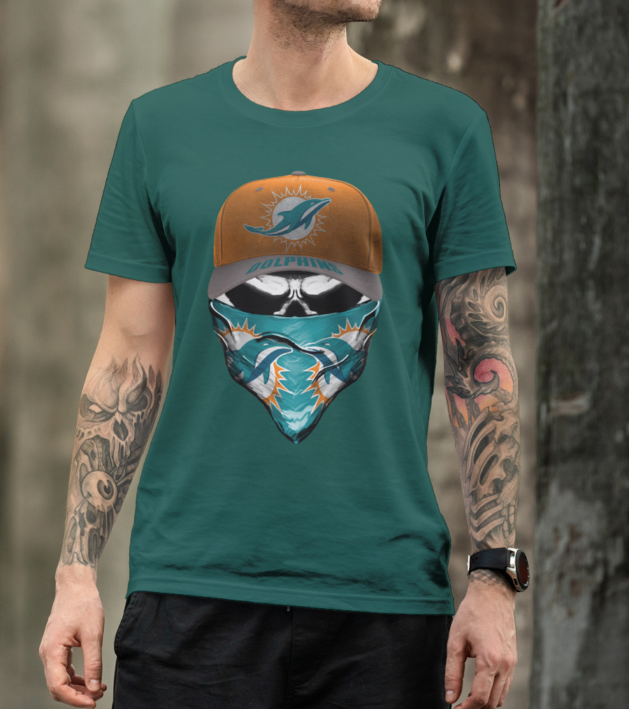 Dolphins Miami Dolphins Logo Mask And Cap T-Shirt