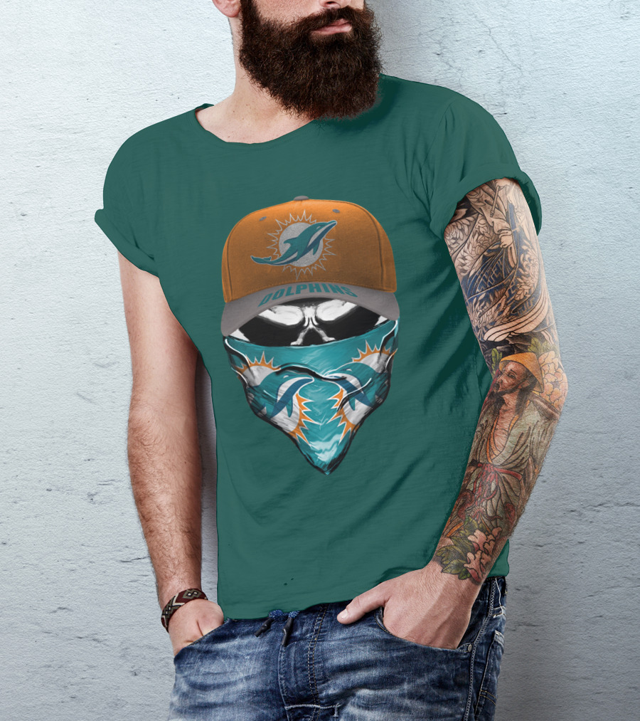 Dolphins Miami Dolphins Logo Mask And Cap T-Shirt