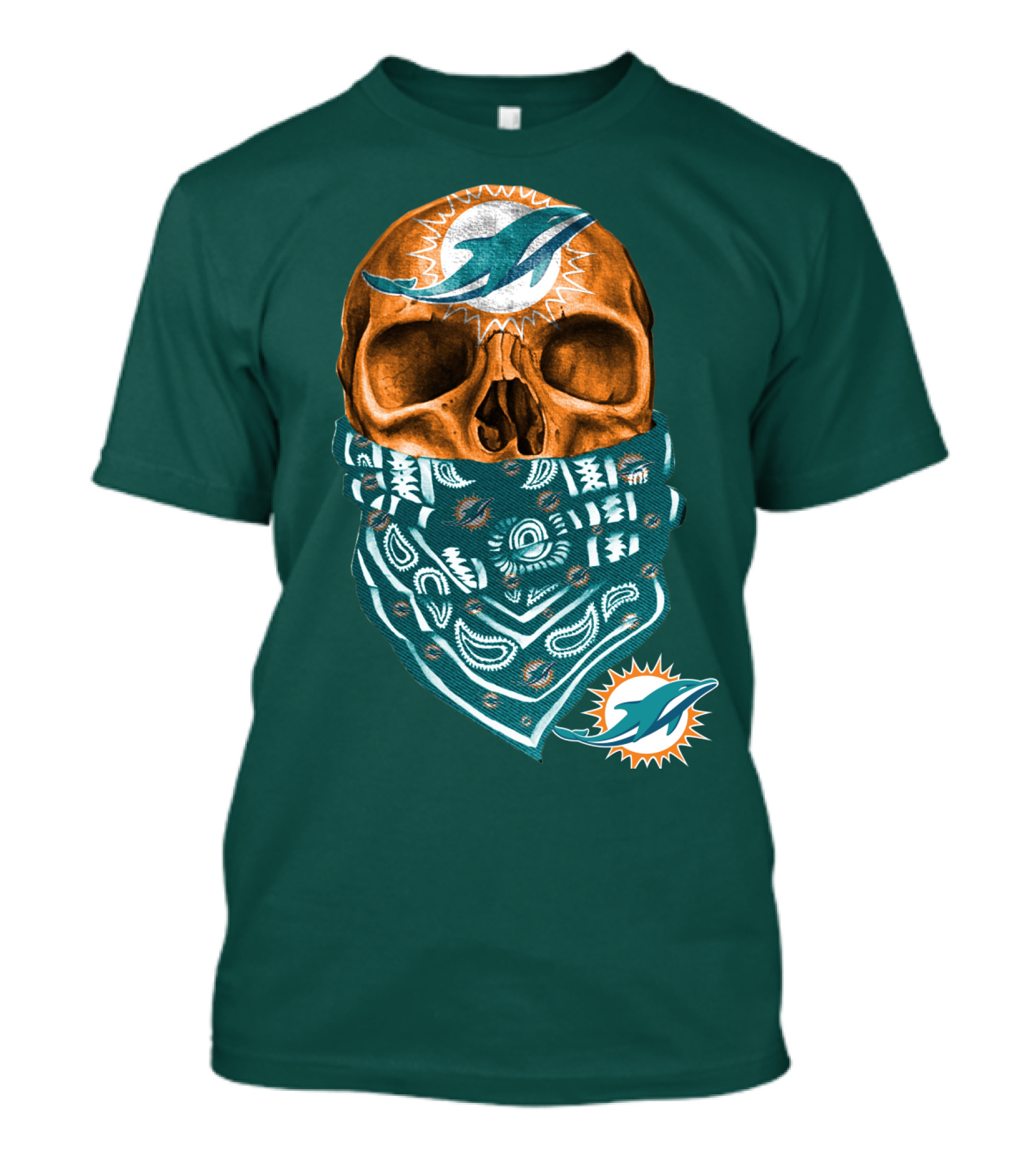 Miami Dolphins Skull Bandana T-Shirt