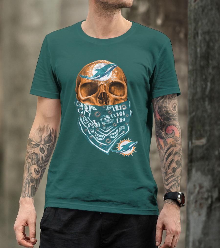 Miami Dolphins Skull Bandana T-Shirt