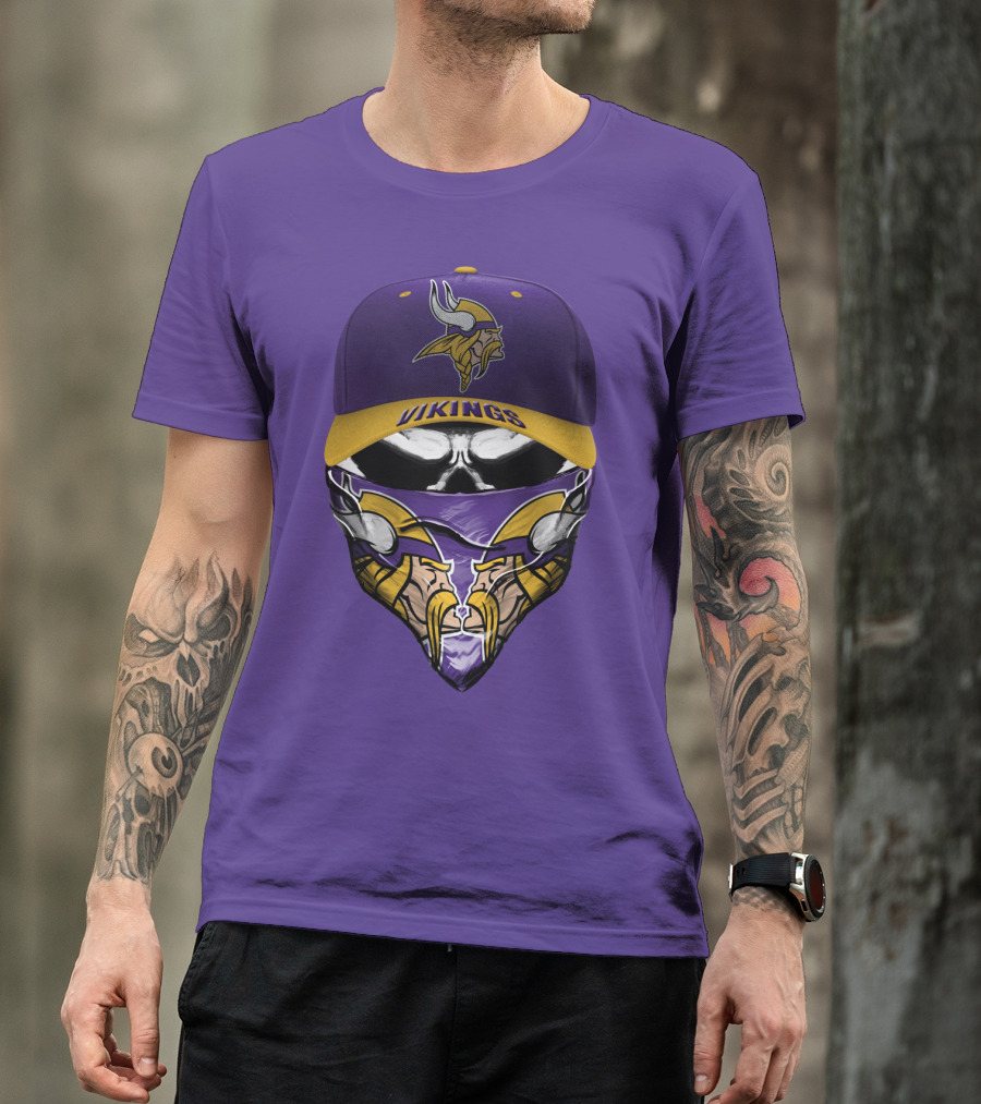 Minnesota Vikings Vikings Logo Hat And Mask Combo T-Shirt