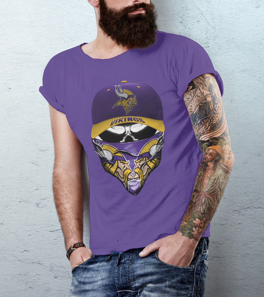 Minnesota Vikings Vikings Logo Hat And Mask Combo T-Shirt
