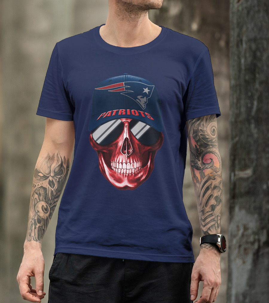 Patriots Skull With Nfl Logo Hat T-Shirt