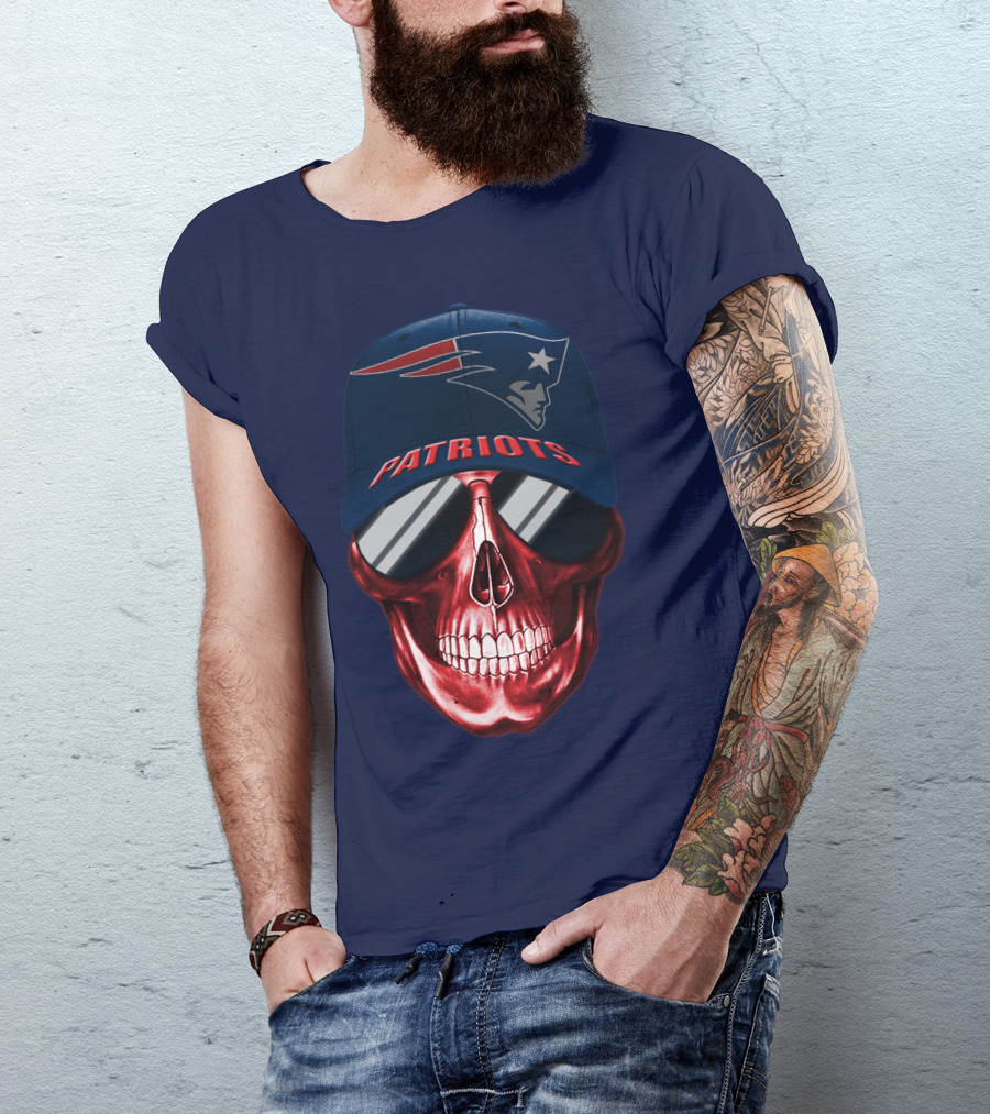 Patriots Skull With Nfl Logo Hat T-Shirt