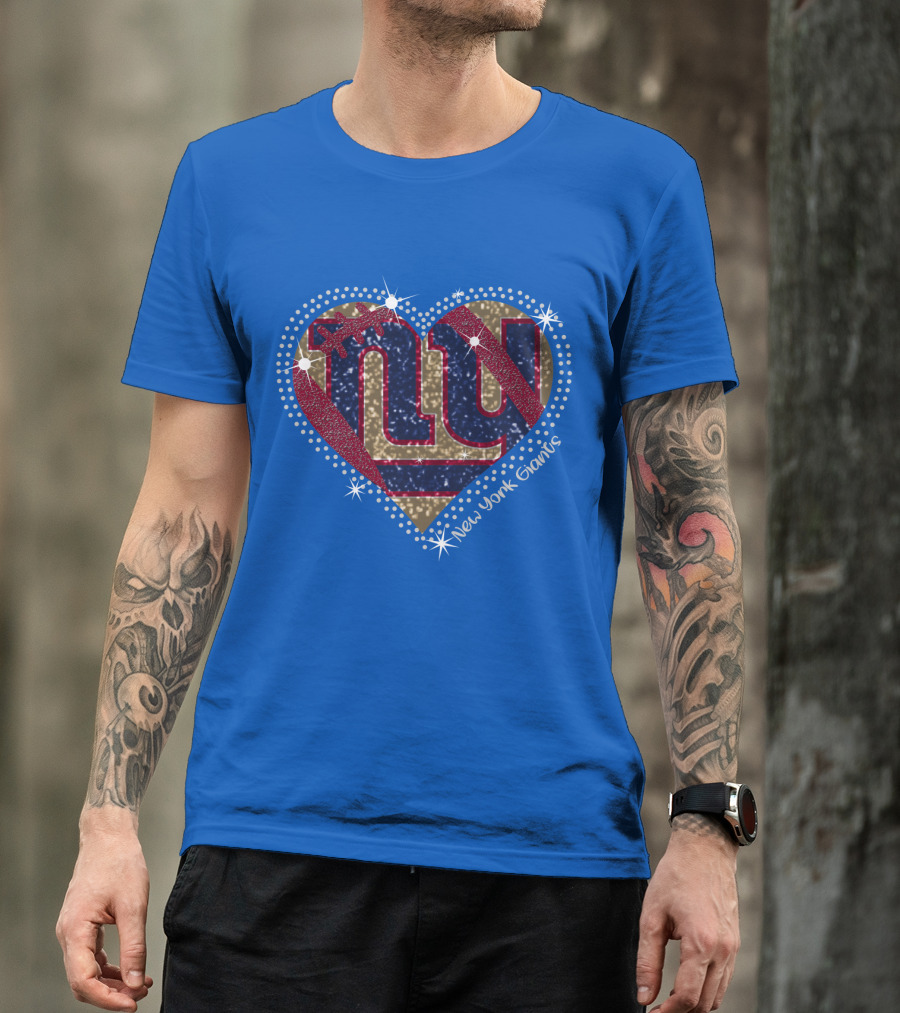 New York Giants Heart Sparkle Football T-Shirt