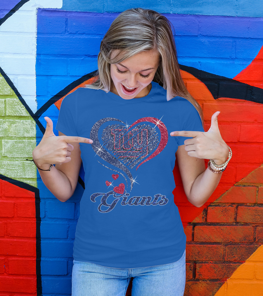 Giants New York Heart Logo Sparkle T-Shirt