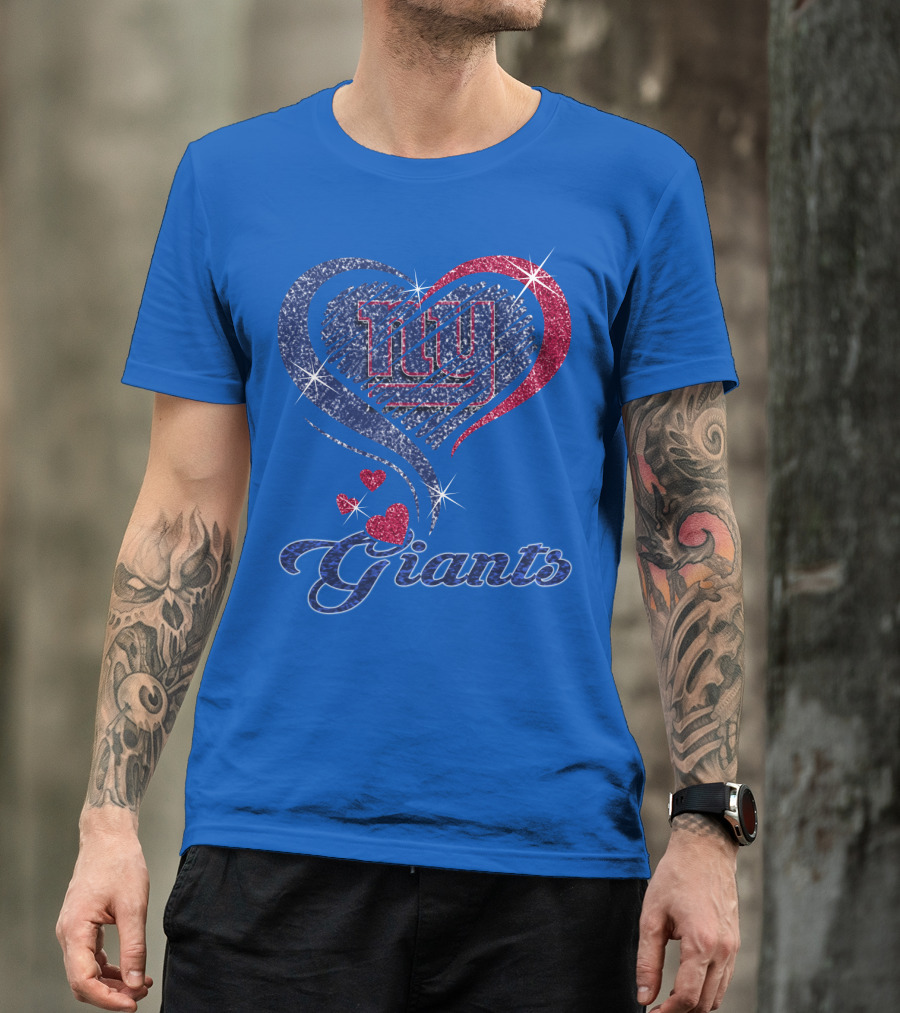 Giants New York Heart Logo Sparkle T-Shirt