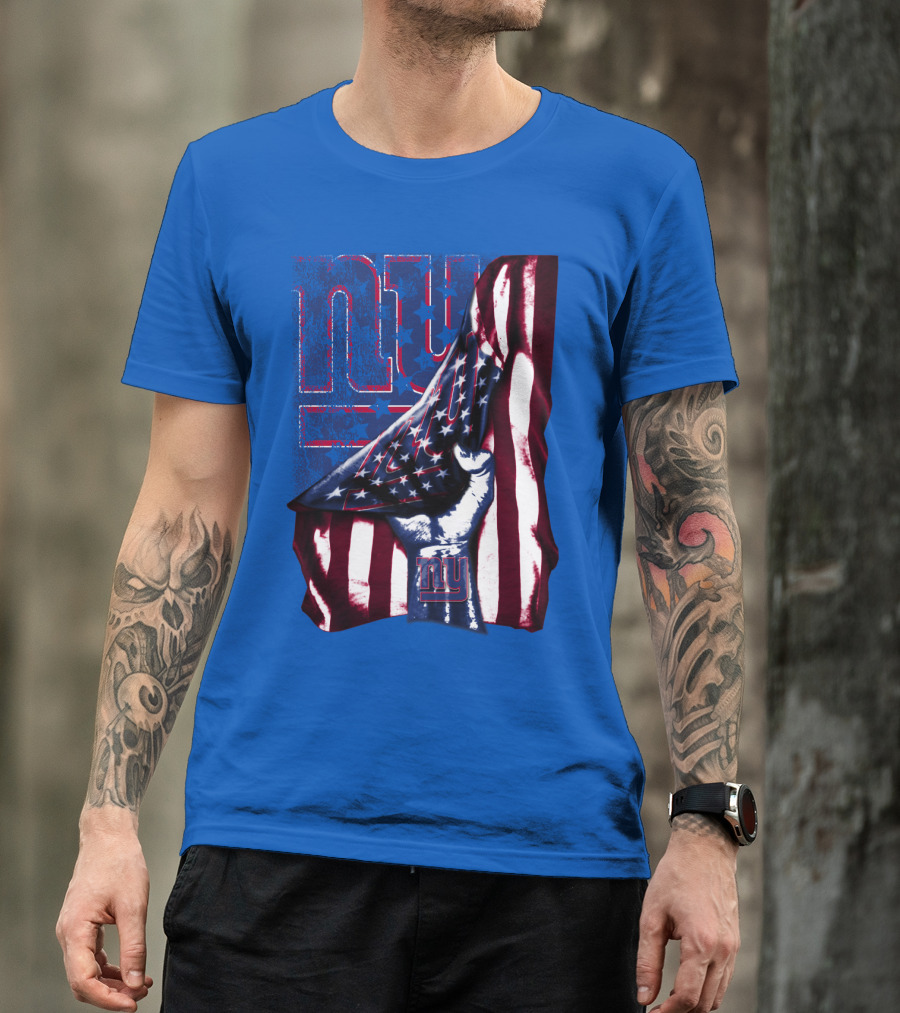 New York Giants American Flag Fist T-Shirt