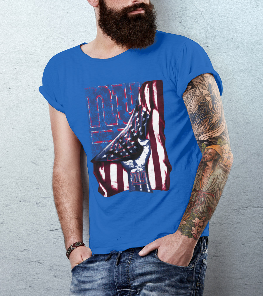 New York Giants American Flag Fist T-Shirt