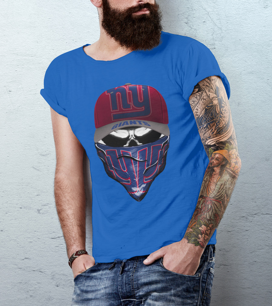 Ny Giants Cap And Bandana Design With Team T-Shirt