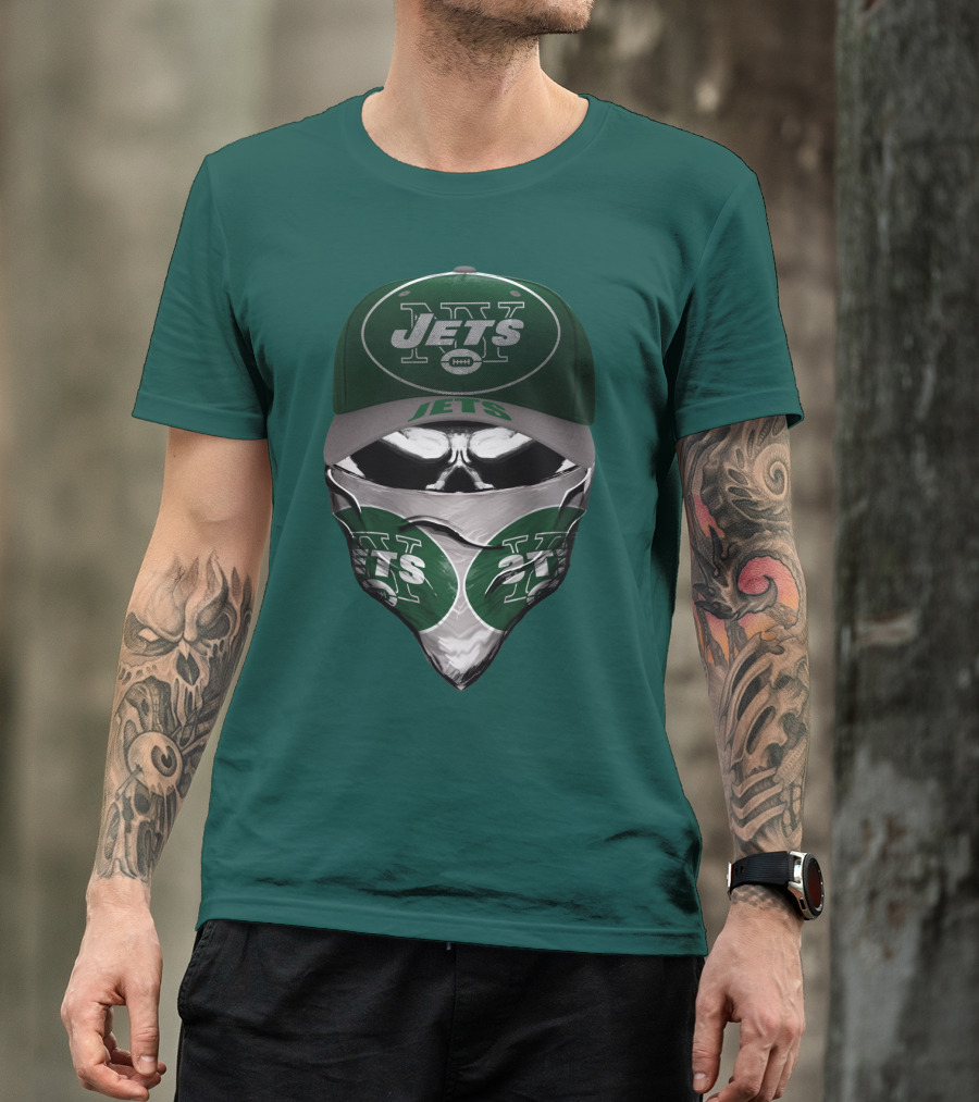 New York Jets Football Fan Mask And Cap Set T-Shirt