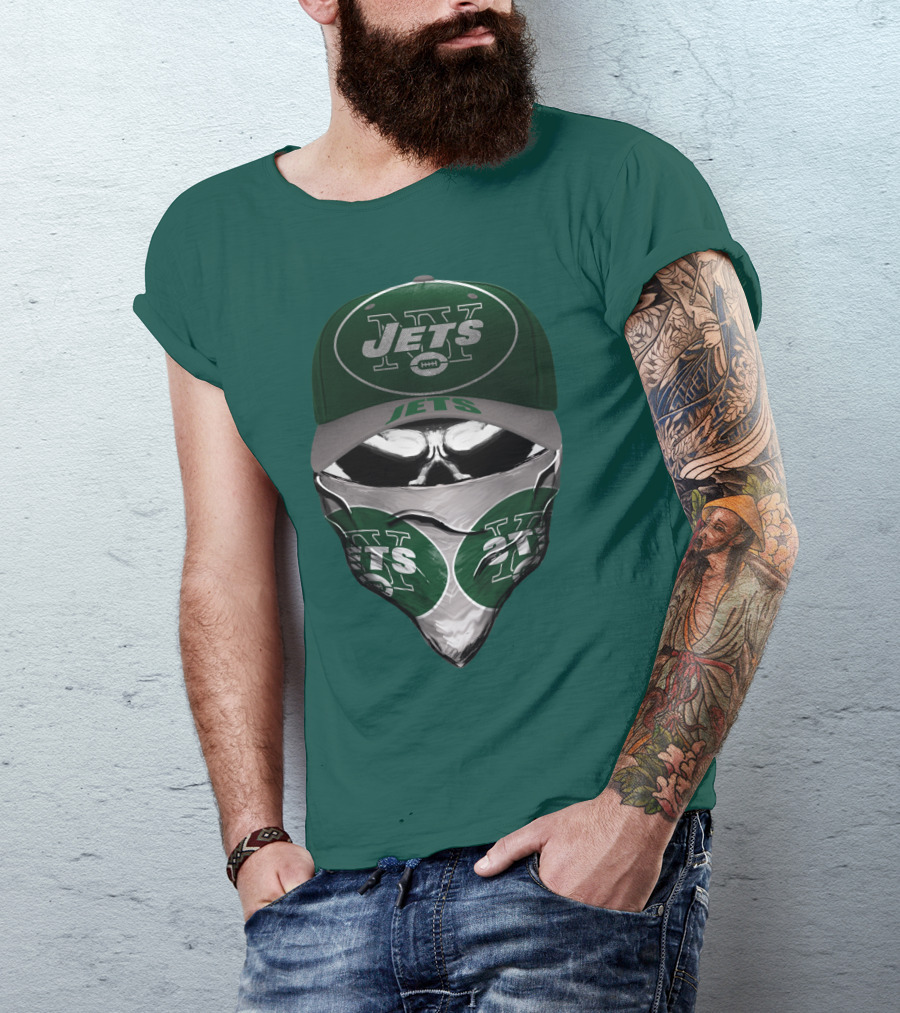 New York Jets Football Fan Mask And Cap Set T-Shirt