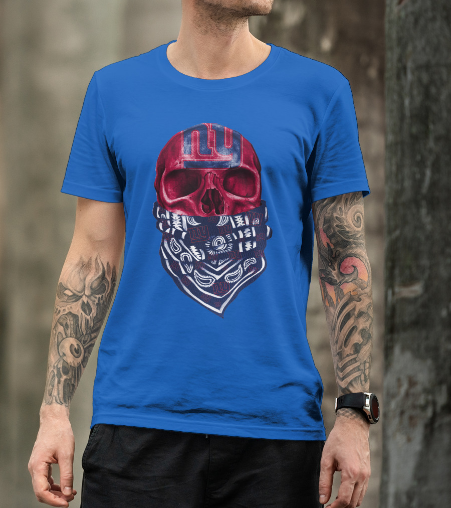Newyork Giants Skull With Bandana And Team T-Shirt