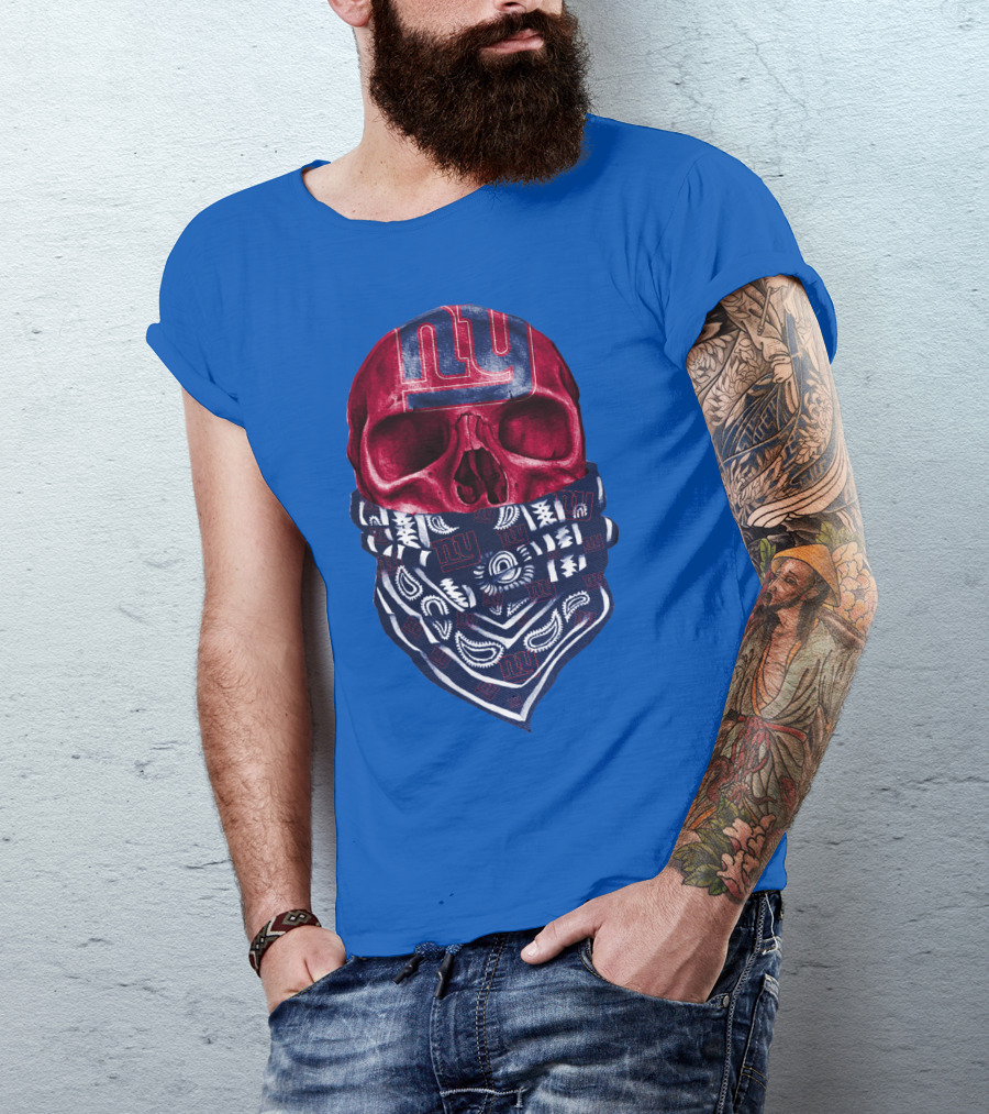 Newyork Giants Skull With Bandana And Team T-Shirt